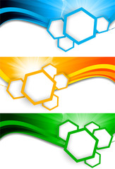 Aufkleber - Set of banners with hexagons