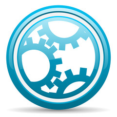 Aufkleber - gears blue glossy icon on white background
