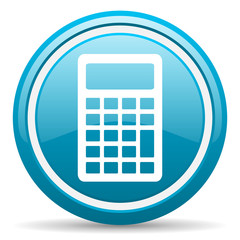 Poster - calculator blue glossy icon on white background