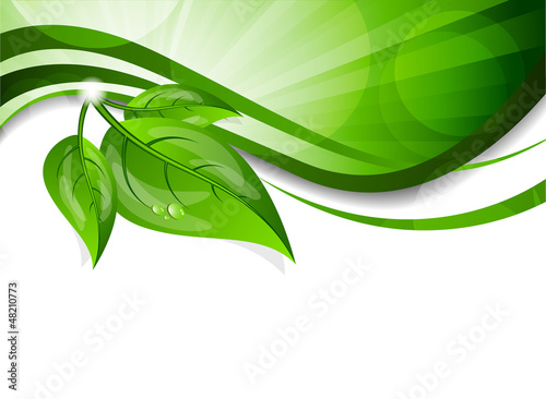 Naklejka - mata magnetyczna na lodówkę Background with green leaves