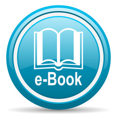 Aufkleber - e-book blue glossy icon on white background