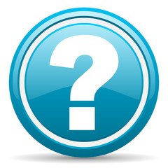 Poster - question mark blue glossy icon on white background