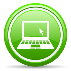 Poster - notebook green glossy icon on white background