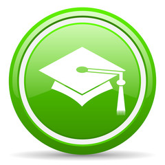 Aufkleber - graduation green glossy icon on white background