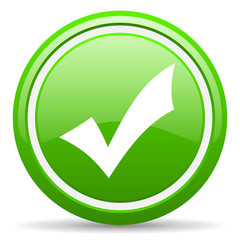 Fototapete - accept green glossy icon on white background