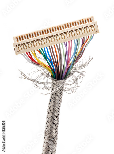 Fotografía Multicolored cable isolated on white background
