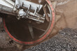 Giant bucket wheel excavator for digging the brown coal
