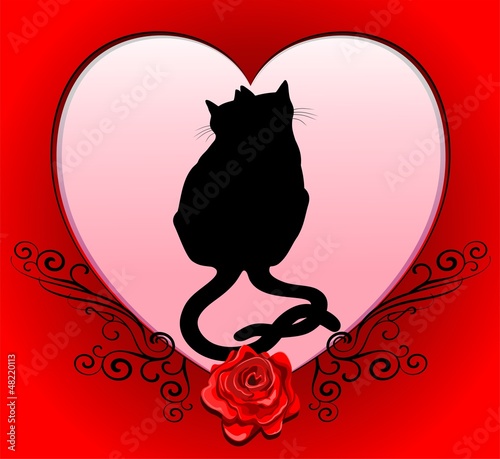 Cats in Love Heart Valentine Card-Gatti innamorati San Valentino