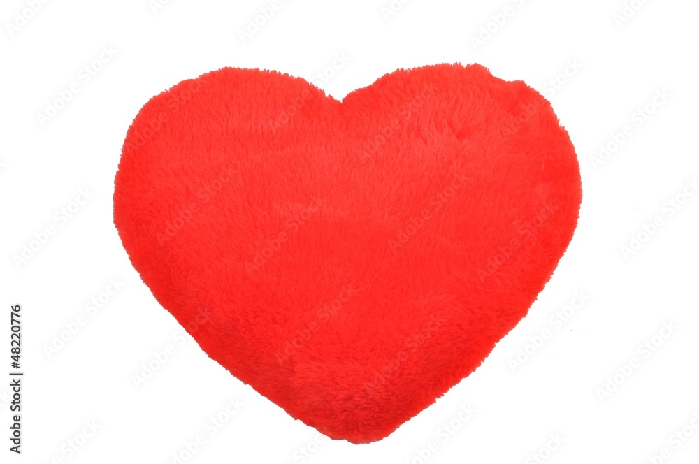 Czerwone pluszowe serce - obrazy, fototapety, plakaty 