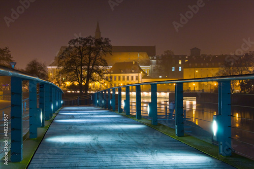 Naklejka na drzwi Wroclaw in the night, Poland