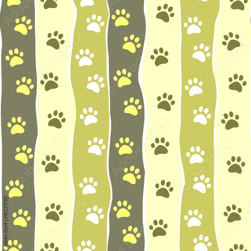 Plakat na zamówienie Cat or dog paw striped seamless pattern, vector