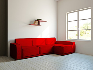 Wall Mural - Red sofa and  in the livingroom