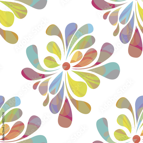 Obraz w ramie Colorful floral seamless over white background