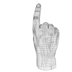 Wall Mural - High resolution conceptual 3D cyber white wireframe human hand