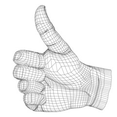 Wall Mural - High resolution conceptual 3D human hand with thumb up