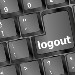 Poster - sign in or logout on internet webpage concept with keyboard key