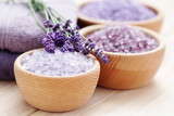 Fototapeta Lawenda - lavender bath salt