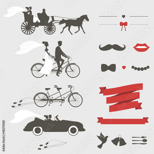 Fotografía Set of wedding invitation vintage design elements