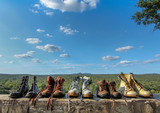 Fototapeta Sawanna - Comfortable hiking boots