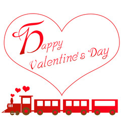 Wall Mural - happy valentines day with train