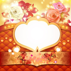 Wall Mural - Valentine's day background with hearts and roses