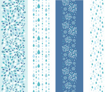 Vector Set Of Four Raindrops Vertical Seamless Patterns