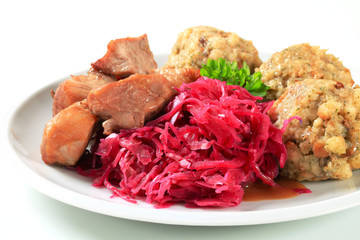 Poster - Roast pork with Tyrolean dumplings and red kraut