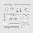 Light Web UI Elements Design Gray. Buttons, Switchers, Slider