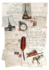 Wall Mural - old letters, accessories and post cards