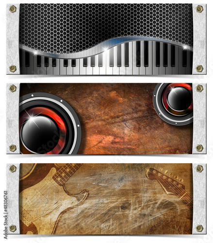 Naklejka nad blat kuchenny Set of Metallic Music Headers