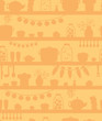 Vector kitchen pantry shelves seamless pattern background with