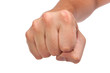 Males hand with a clenched fist isolated