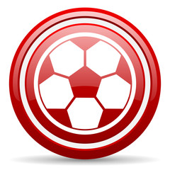 Poster - soccer red glossy icon on white background