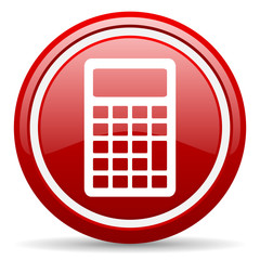 Poster - calculator red glossy icon on white background