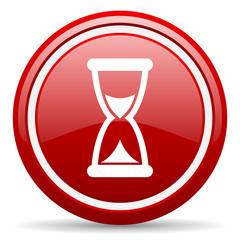 Poster - time red glossy icon on white background