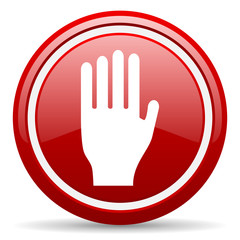 Leinwandbilder - stop red glossy icon on white background