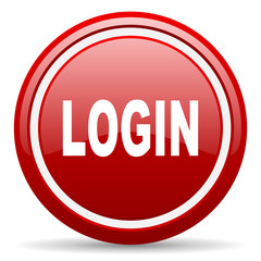 Aufkleber - login red glossy icon on white background