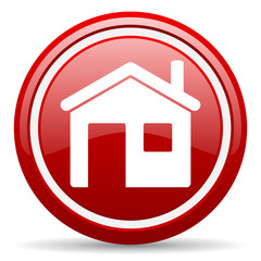 Aufkleber - home red glossy icon on white background