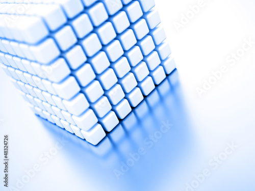 Abstract bright white cubes on a light background