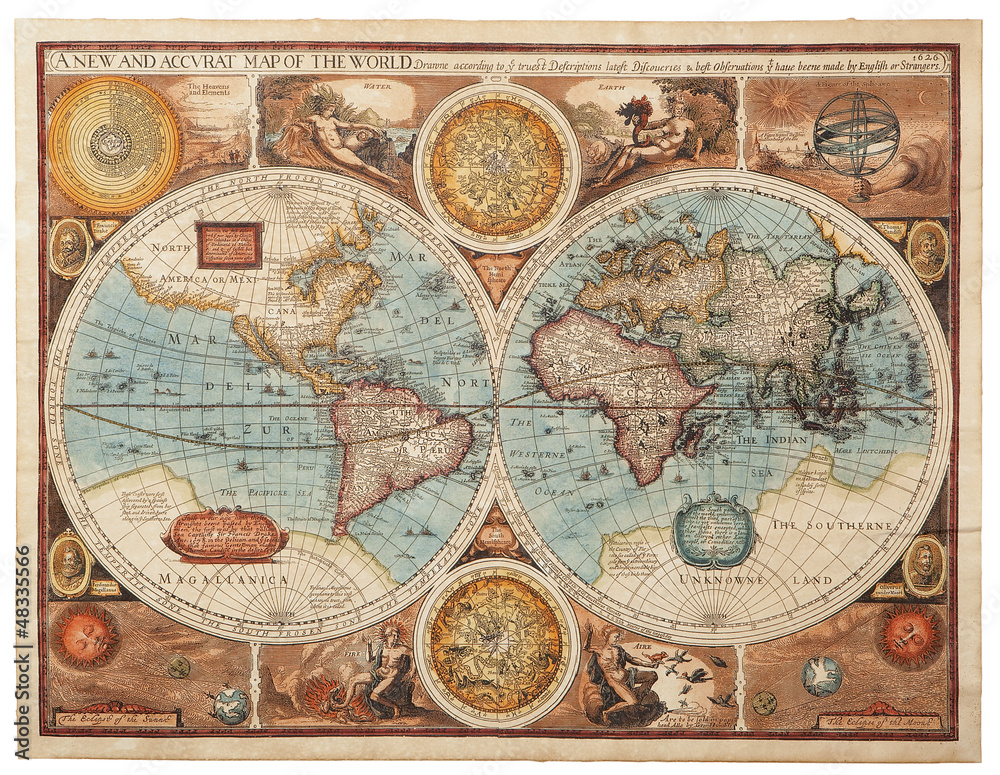 Obraz na płótnie Old map (1626) w salonie
