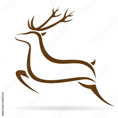 Naklejka - mata magnetyczna na lodówkę Vector illustration of deer symbol - tattoo