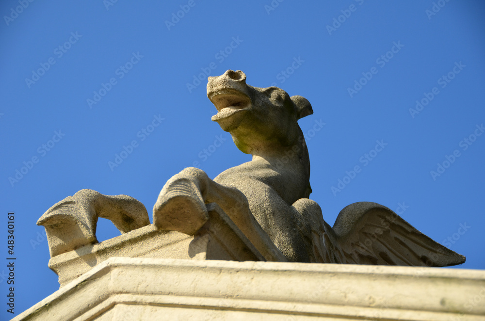 Part of a pegasus-sculpture made ​​of sandstone