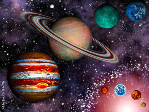 Nowoczesny obraz na płótnie 3D Solar System Wallpaper