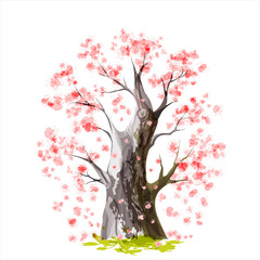 Plakat natura orientalne japoński kwitnący