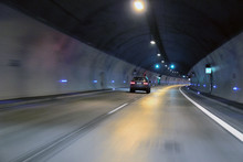 Fast Motion Of The Car In Tunnel