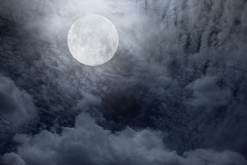 Wall Mural - night sky with moon and clouds