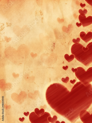 Fototapeta do kuchni red striped hearts on old paper
