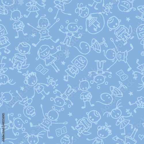 Cuadros en Lienzo vector kids playing seamless pattern background with hand drawn