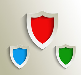 Wall Mural - Design of shield labels stamps stickers use.