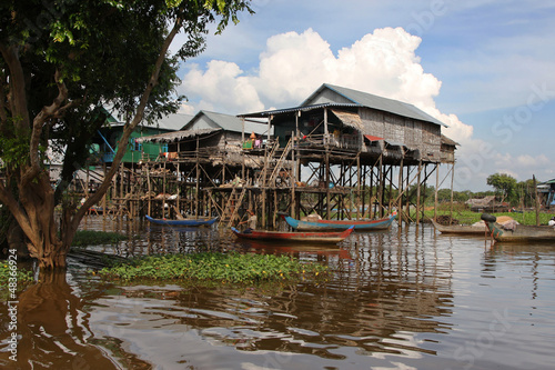 Fotomural Maisons sur pilotis dans la mangrove